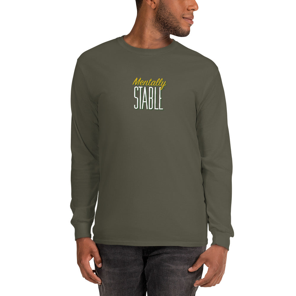 „MENTALLY STABLE“ Langarm Pulli in Olive