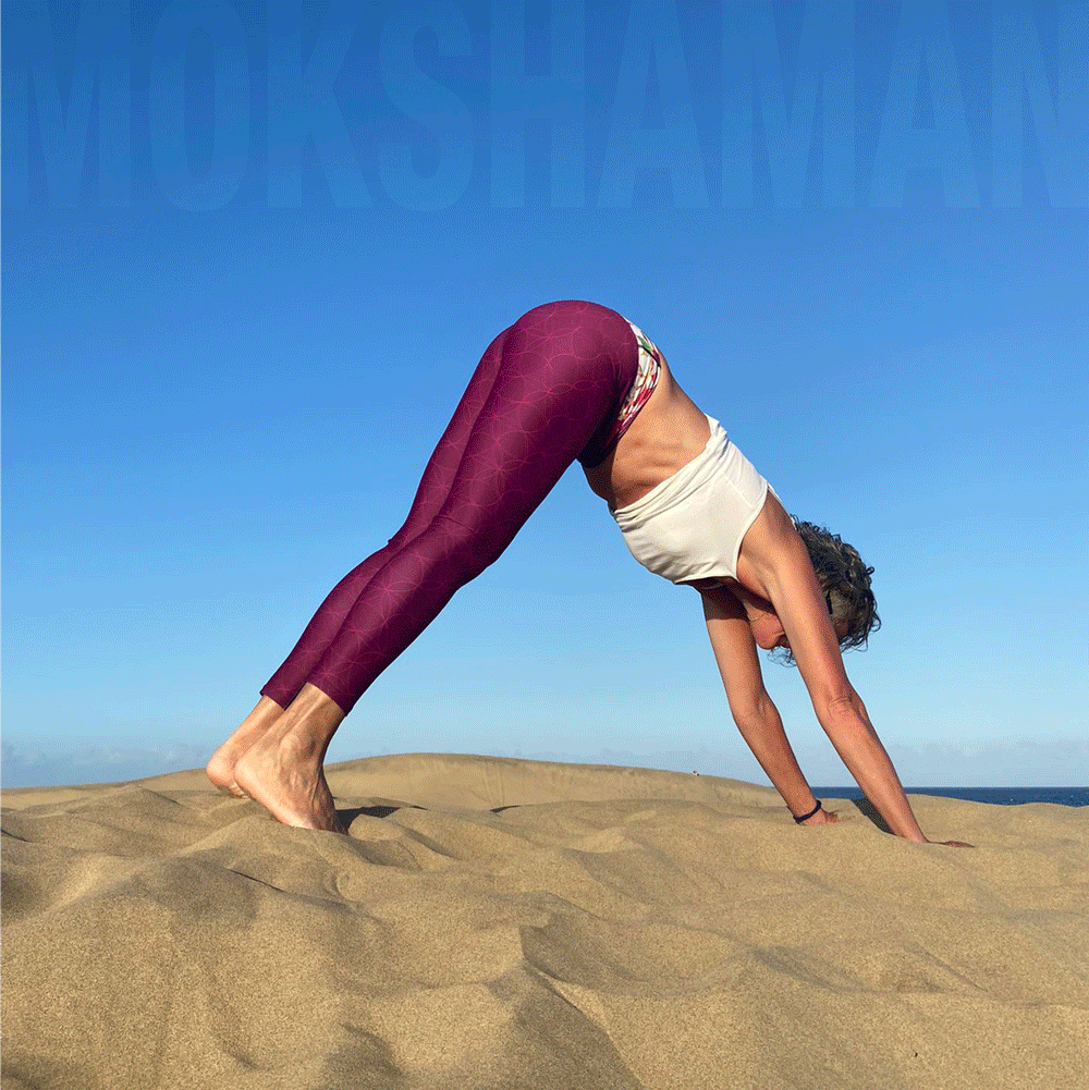 „OMAJANA“ Yoga Leggins in burgunderrot, mit Hüftblume
