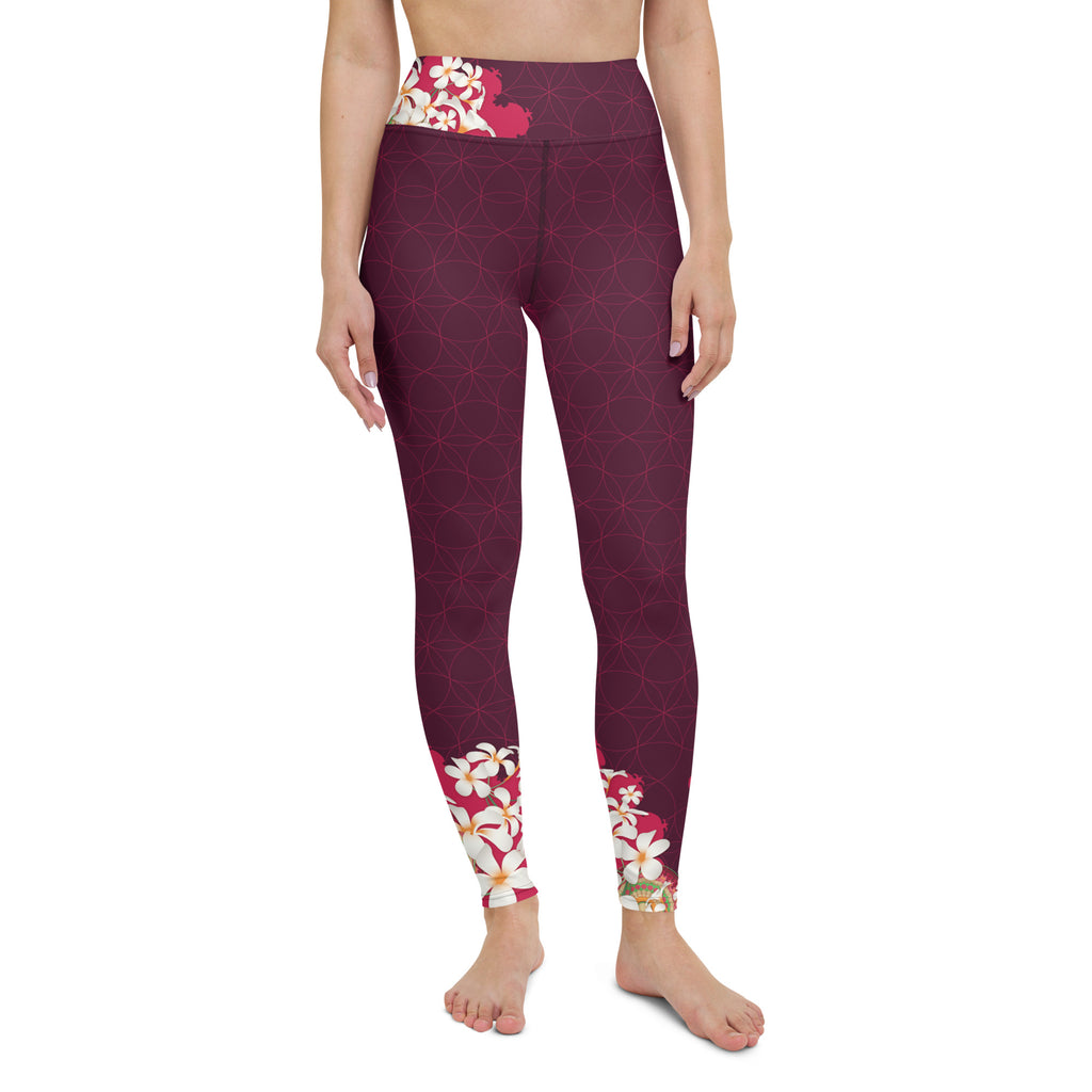 „OMAJANA“ Yoga Leggings in burgunderrot, mit Hüftblume