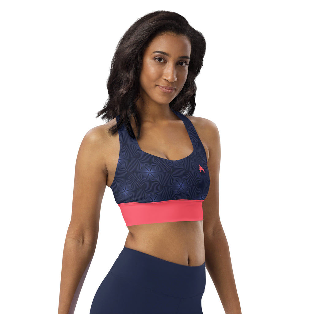 "YAMIKA" Longline-Sport-BH in navy & coral