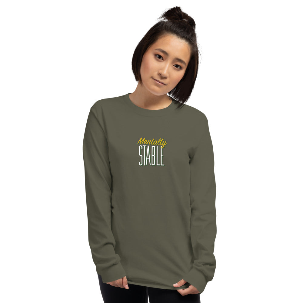 „MENTALLY STABLE“ Langarm Pulli in Olive